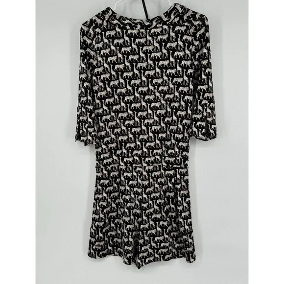Diane Von Furstenburg Opal Jungle Animal Print Silk Button Front Romper Size 6‎ - Picture 4 of 15